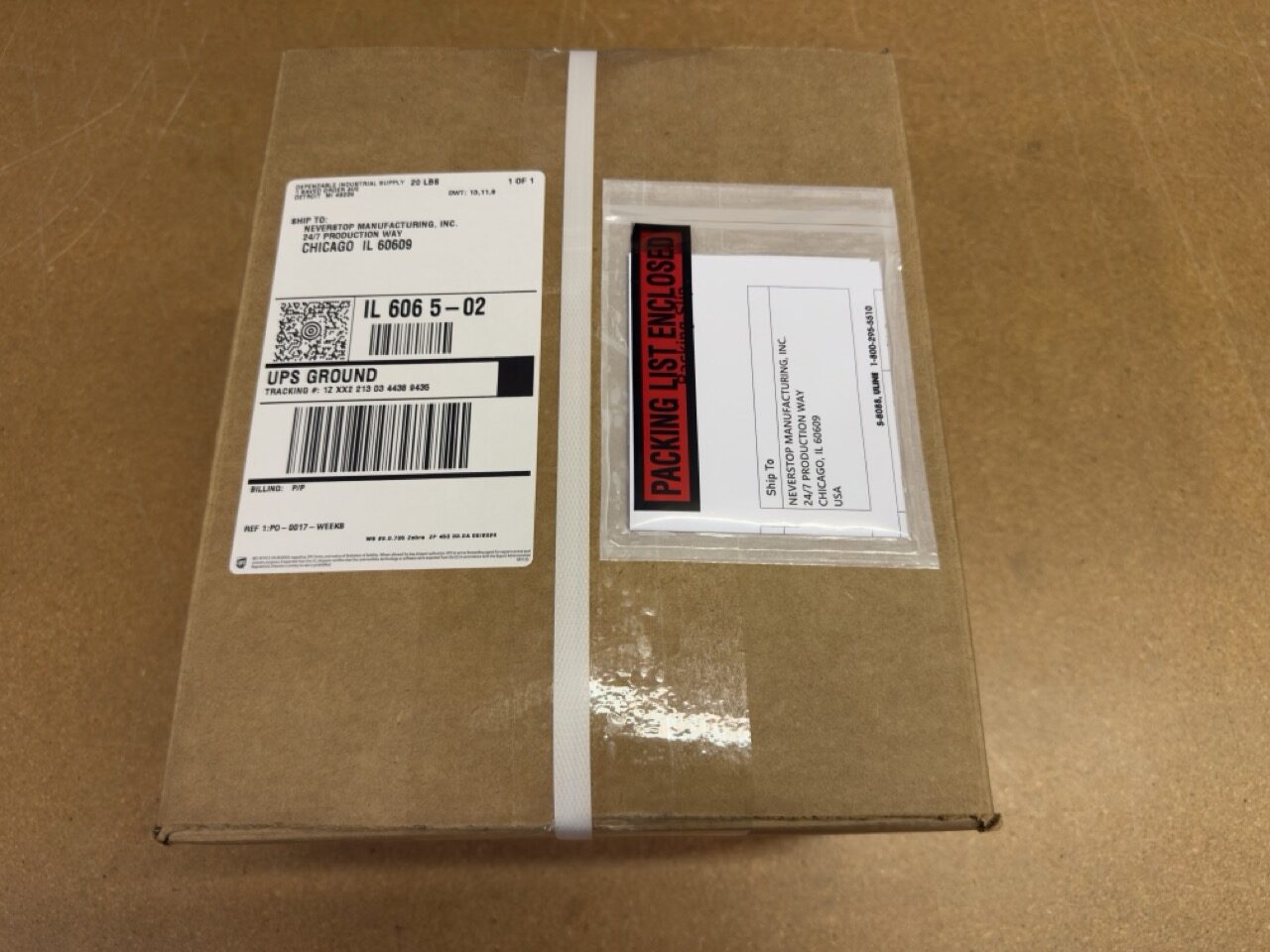 Sealed and labeled package ready to ship